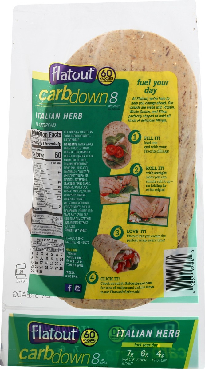 slide 5 of 9, Flatout Carbdown Italian Herb Wrap /, 7 ct; 7.9 oz