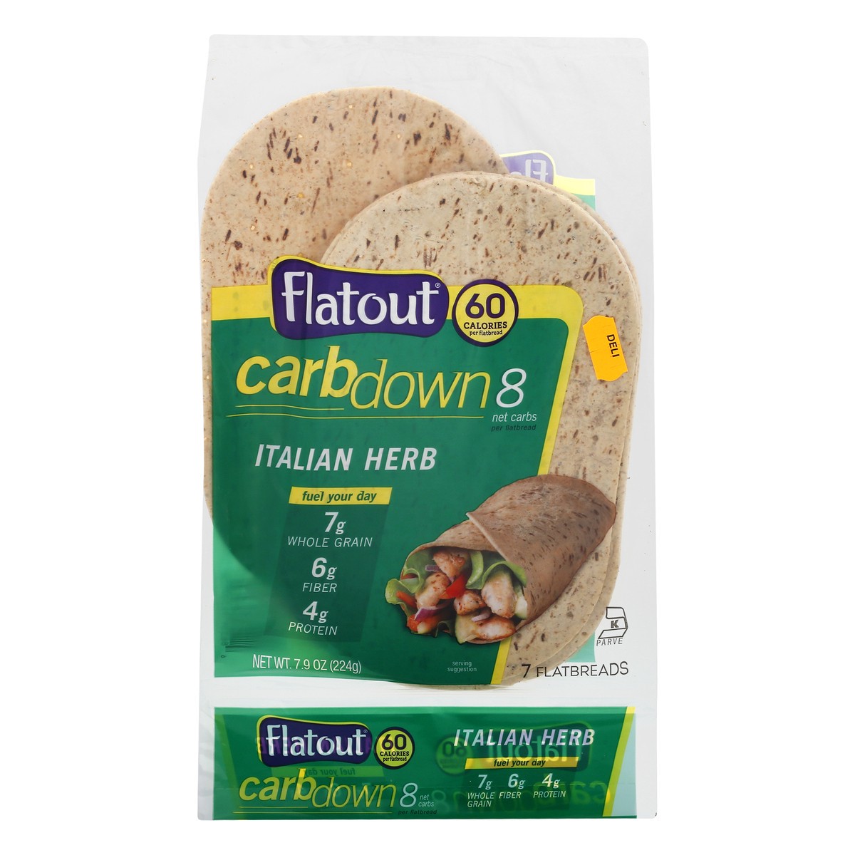 slide 1 of 9, Flatout Carbdown Italian Herb Wrap /, 7 ct; 7.9 oz