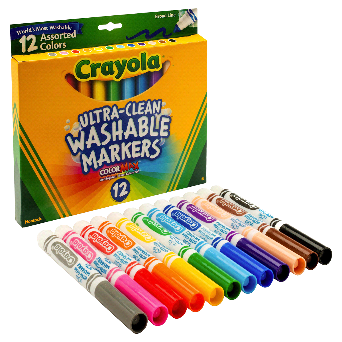 slide 3 of 4, Crayola Markers Broadline Washable Classic, 12 ct