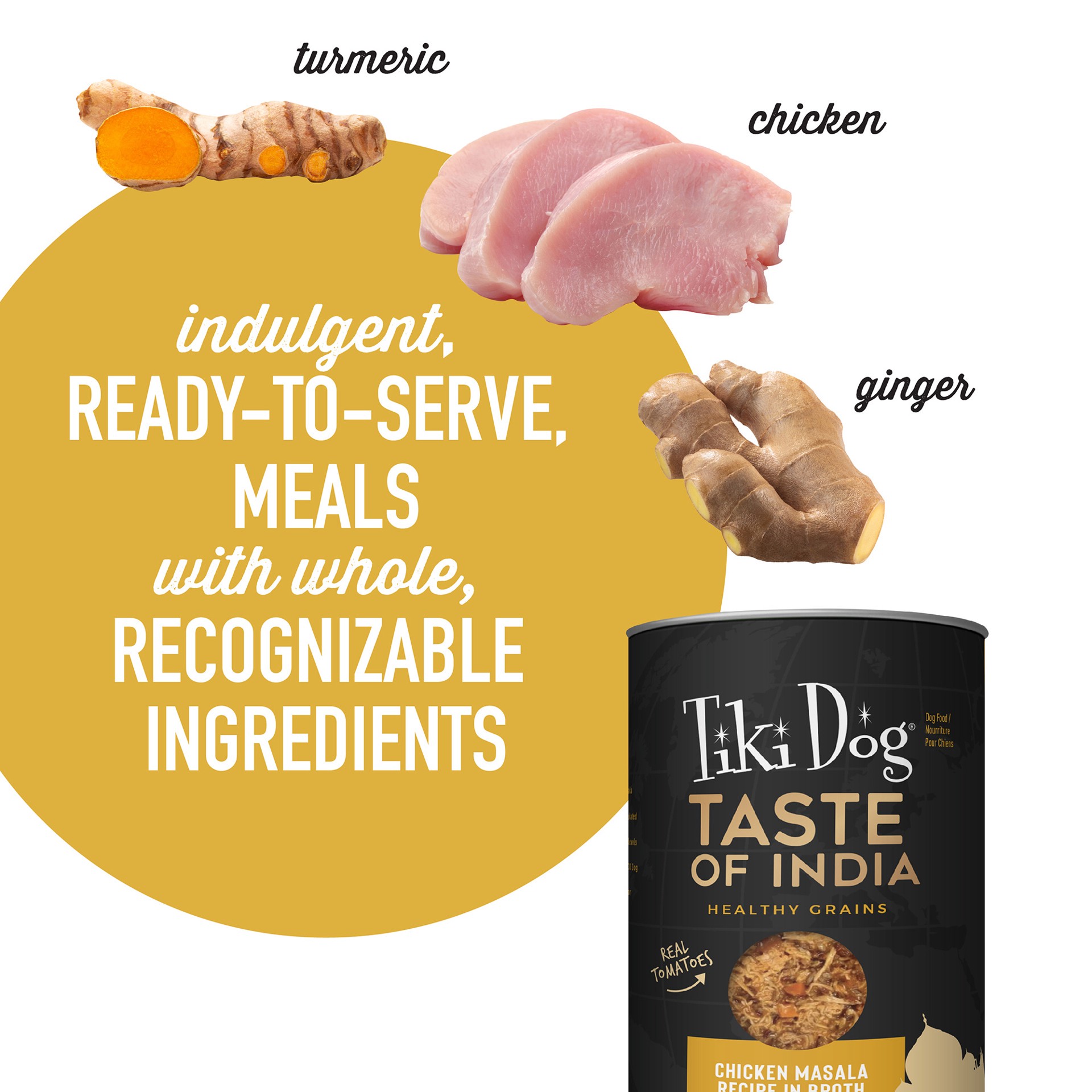 slide 5 of 6, Tiki Dog® Taste Of India All Life Stage Wet Dog Food - Chicken Masala, 12 oz