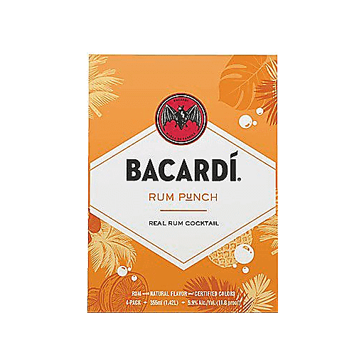 slide 1 of 1, Bacardi Cocktails Rum Punch, 4 ct