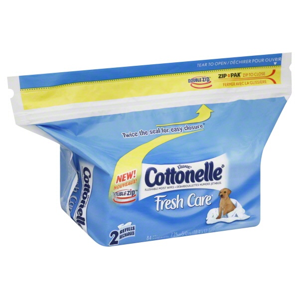 slide 1 of 1, Cottonelle Fresh Care Moist Wipes Flushable Refills, 2 ct