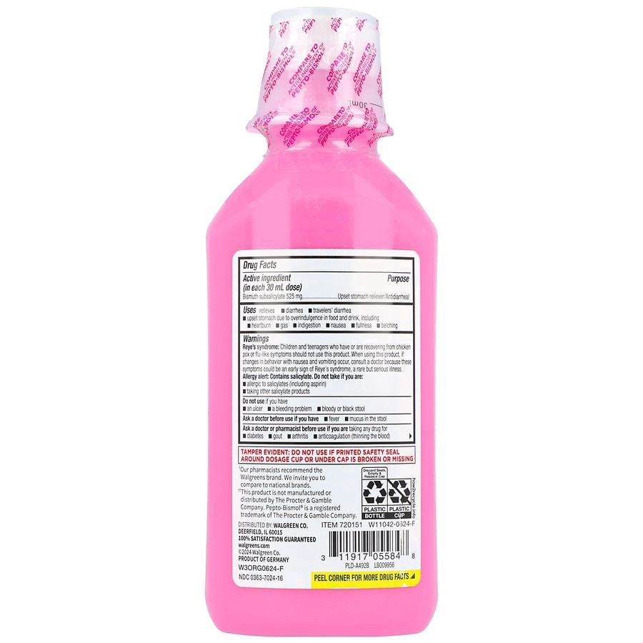 slide 5 of 5, Walgreens Soothe Bismuth Subsalicylate 525 mg Liquid Original, 16 fl oz