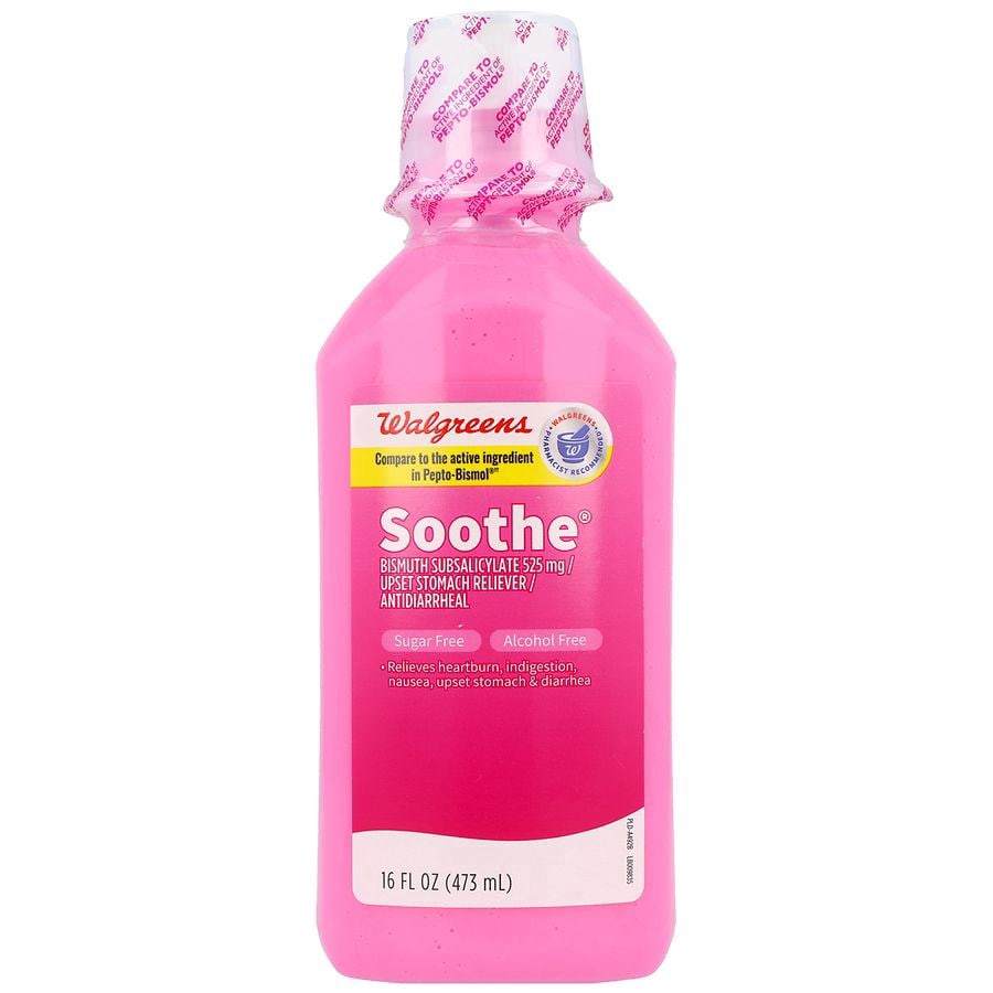 slide 1 of 5, Walgreens Soothe Bismuth Subsalicylate 525 mg Liquid Original, 16 fl oz