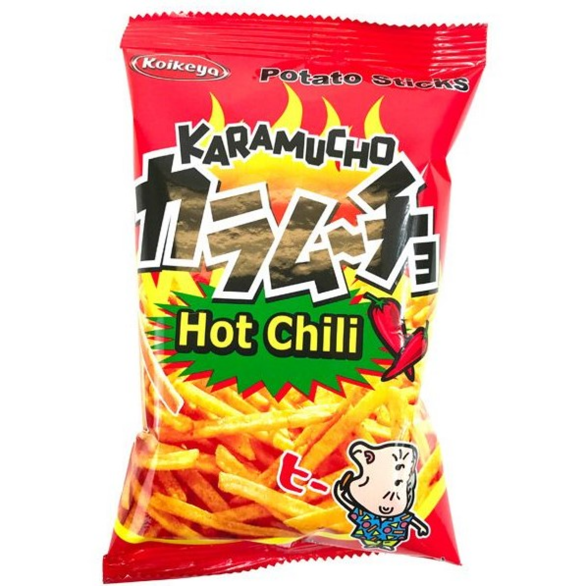 slide 1 of 9, Koikeya Karamucho Hot Chili Flavor Potato Sticks, 1.4 oz