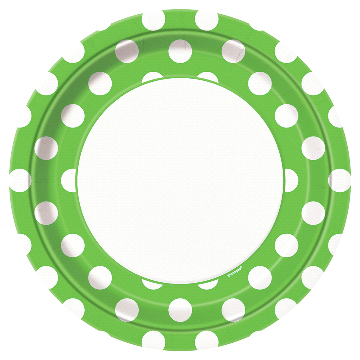 slide 1 of 1, Unique Industries Lime Green Polka Dot Dinner Plates, 8 ct; 9 in