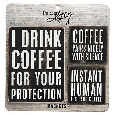 slide 1 of 1, Primitives by Kathy Wooden Distressed Magnet Set I Drink Coffee, 3 ct