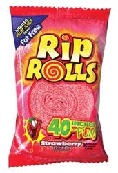 Rip Rolls 40 Inches Strawberry Candy 24 -1.4 oz Packages