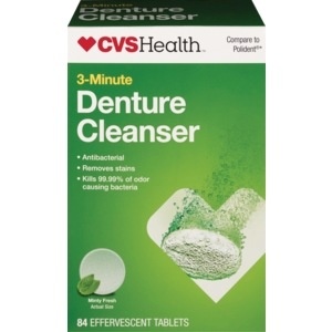 slide 1 of 1, CVS Health 3-Minute Denture Cleanser Tablets Double Layer Mint, 84 ct