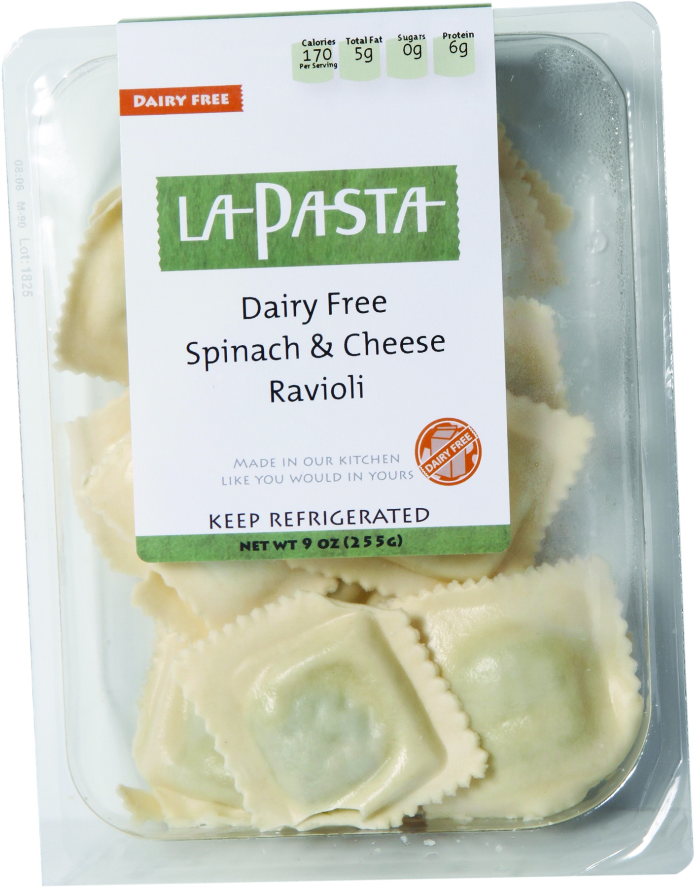 slide 1 of 1, La Pasta Dairy Free Spinach & Cheese Ravioli, 9 oz