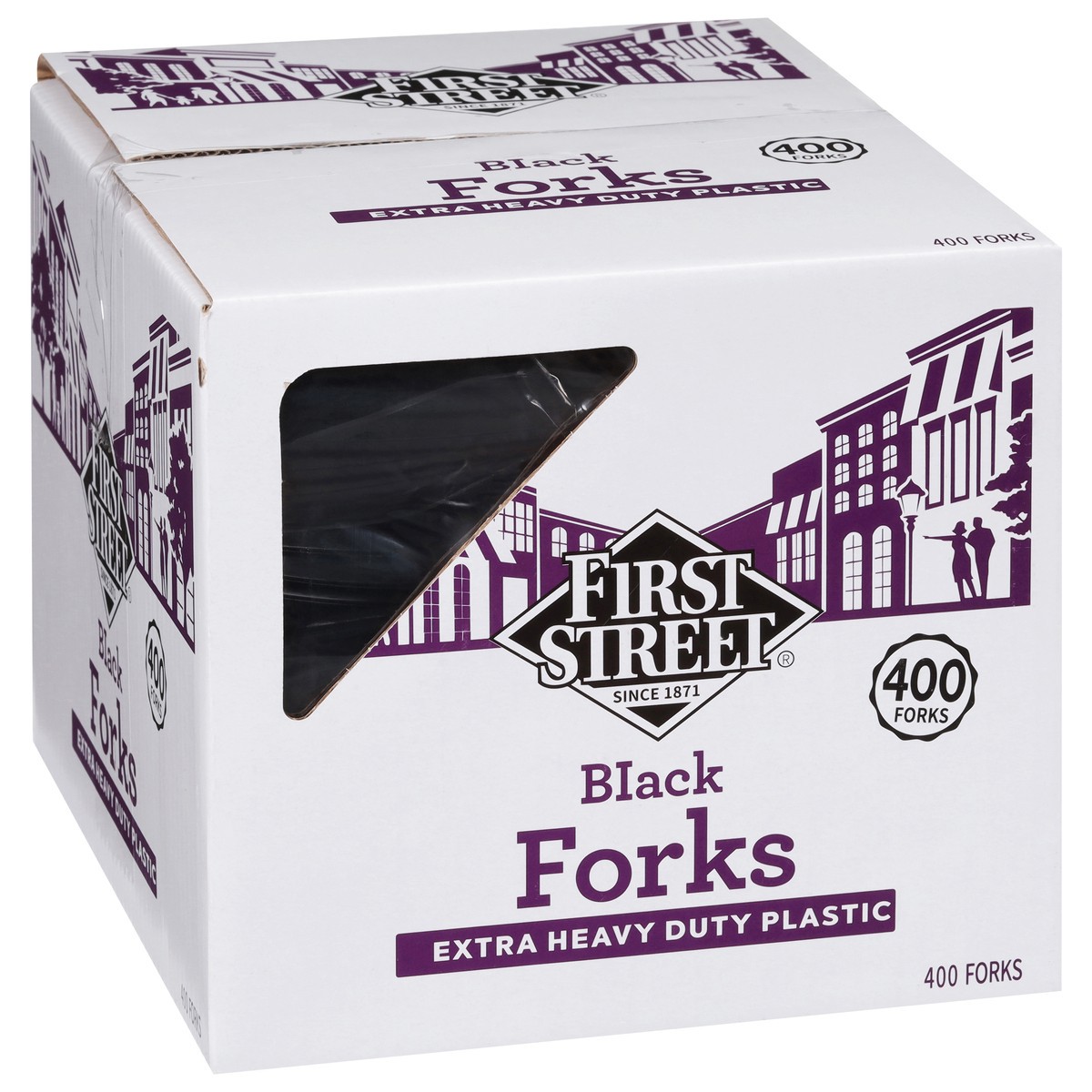slide 4 of 4, First Street Extra Heavy Duty Black Forks, 400 ct