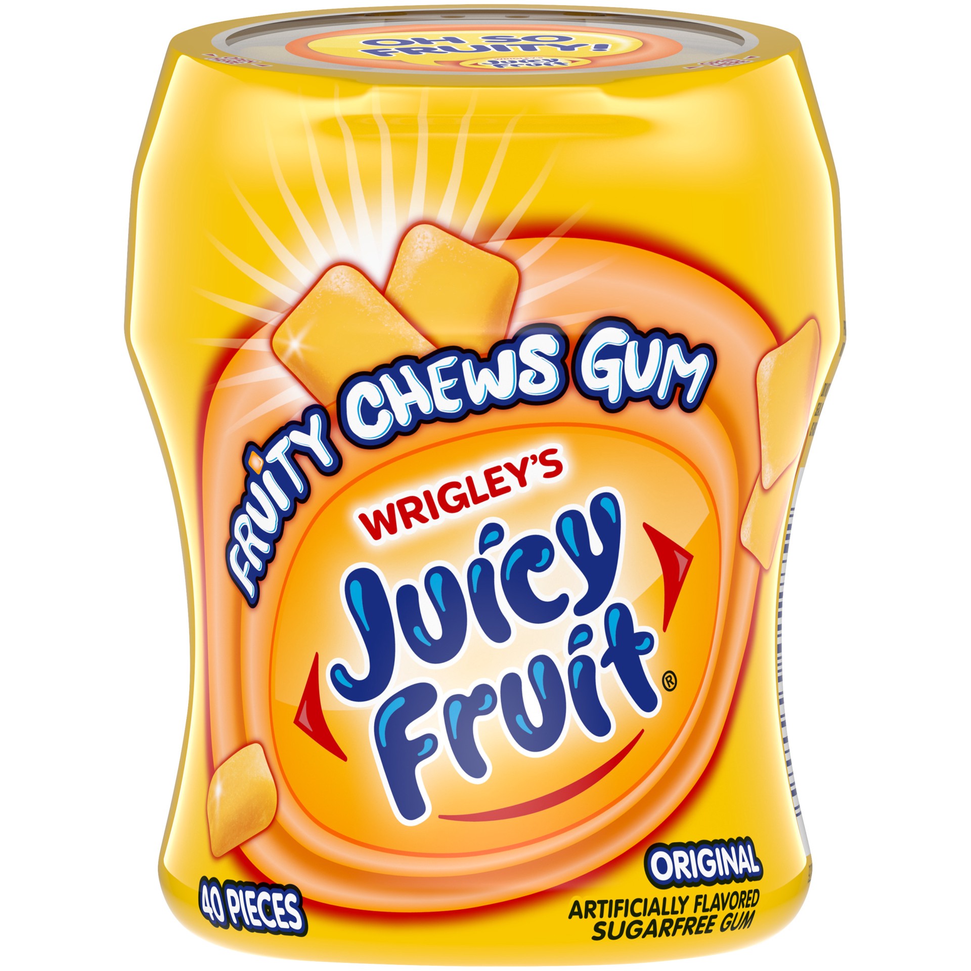 slide 1 of 8, JUICY FRUIT Original Bubble Gum, 40 Piece Bottle, 40 ct