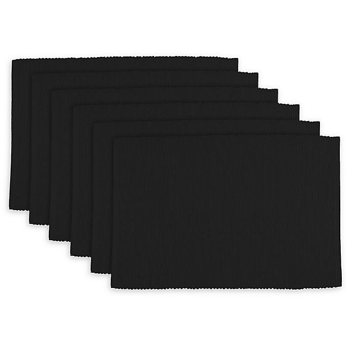 slide 1 of 1, Design Imports Ribbed Placemats - Black, 6 ct