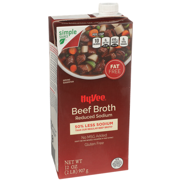 slide 1 of 1, Hy-vee Beef Reduced Sodium Broth, 32 oz
