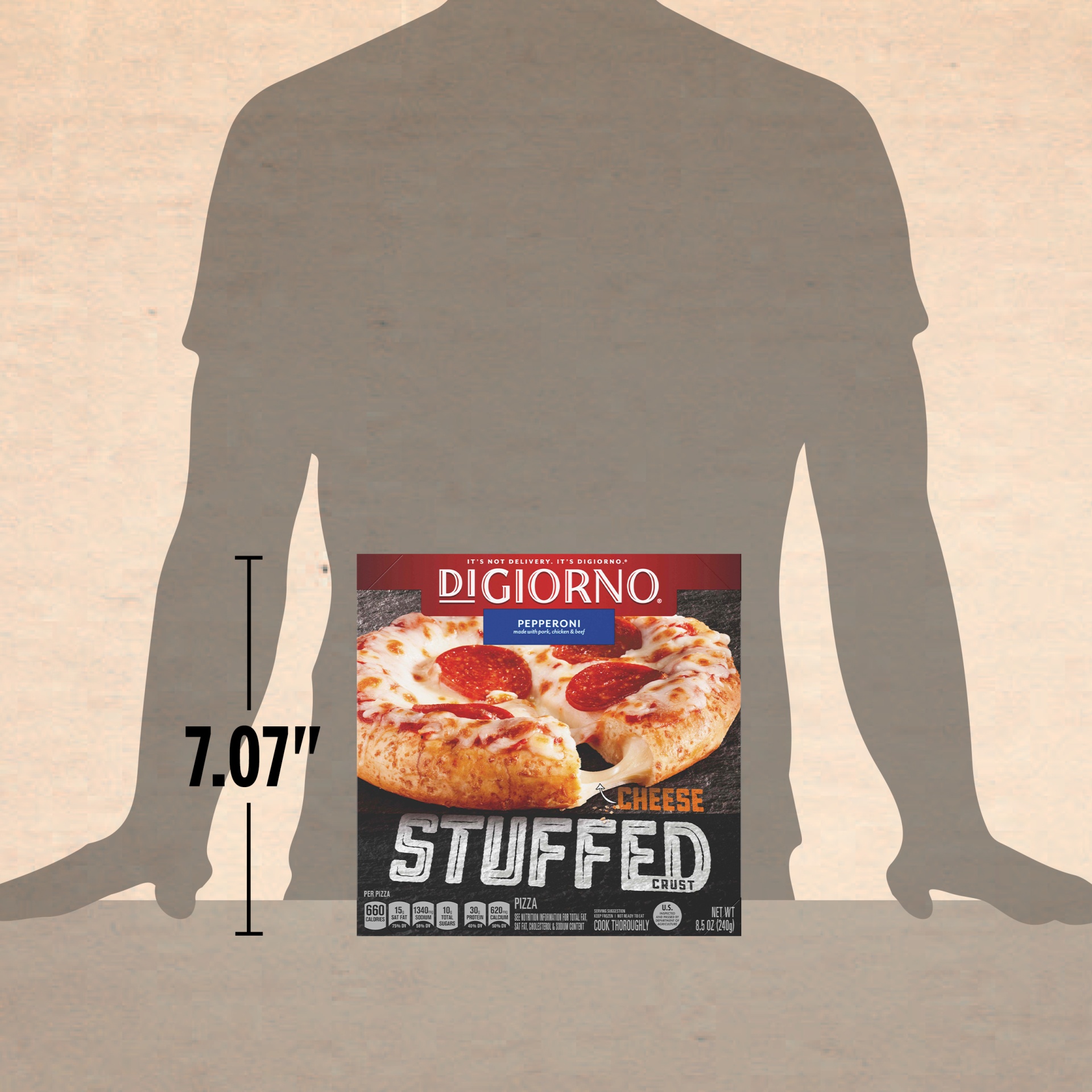 slide 4 of 12, DIGIORNO Pepperoni Frozen Pizza on a Stuffed Crust Personal Pizza, 8.5 oz