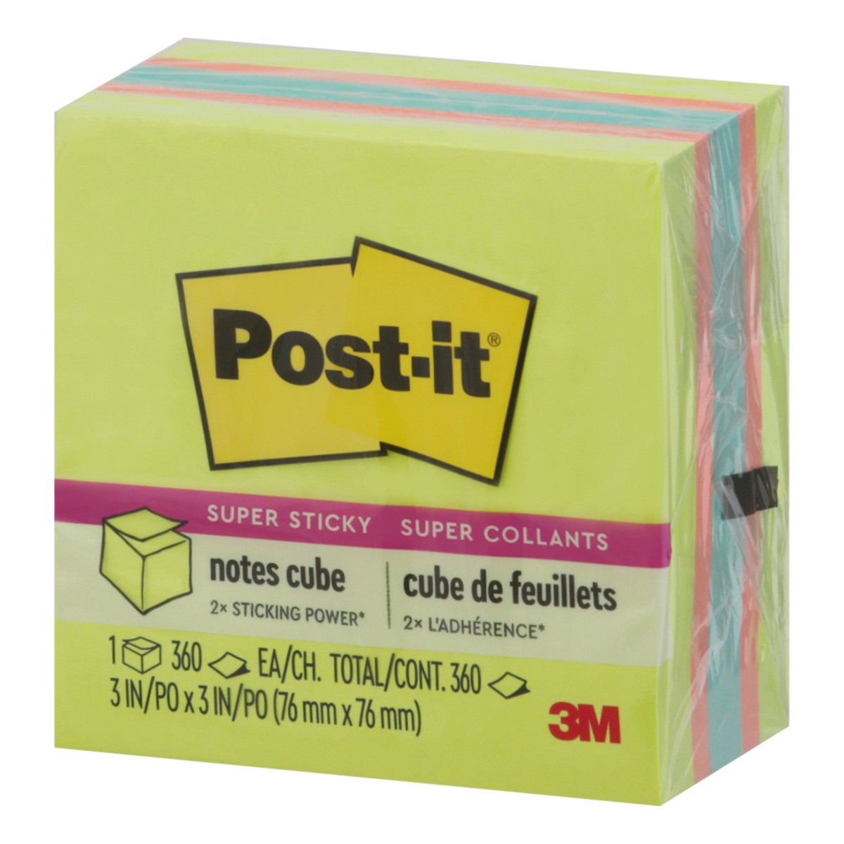 slide 9 of 11, Post-it Super Sticky Notes Cube 1 - 360 Each, 1 ct