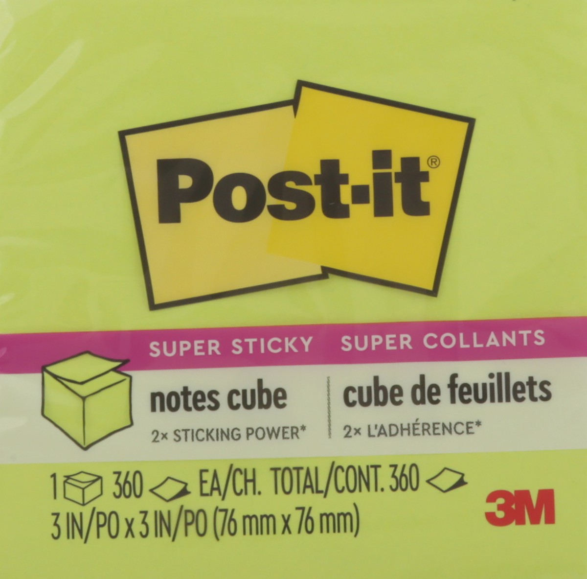 slide 8 of 11, Post-it Super Sticky Notes Cube 1 - 360 Each, 1 ct