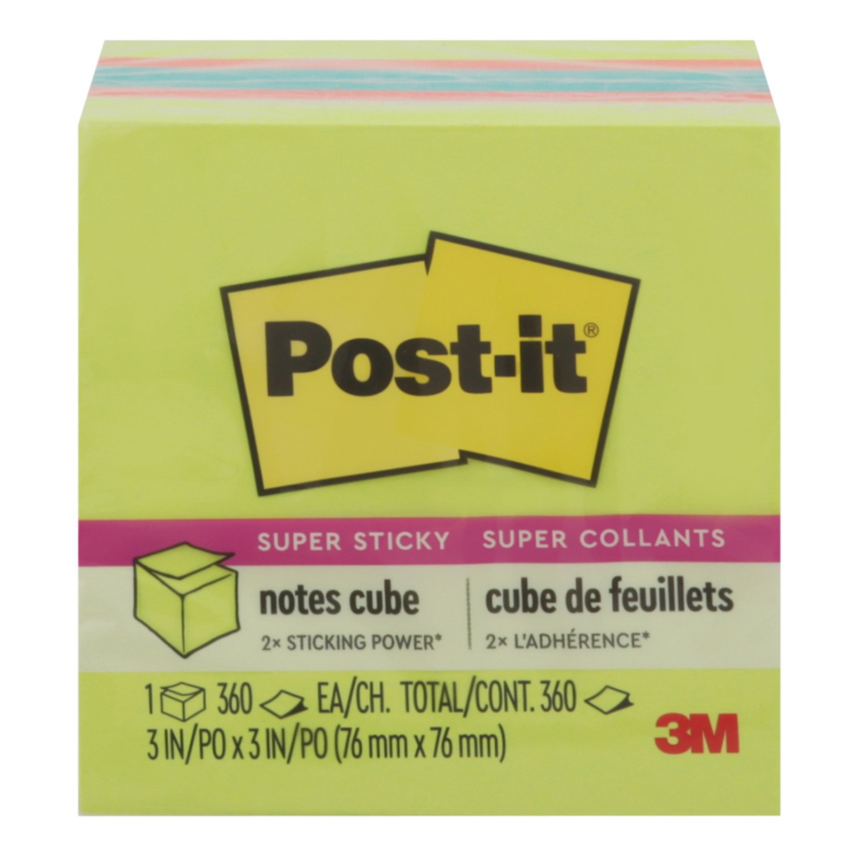 slide 1 of 11, Post-it Super Sticky Notes Cube 1 - 360 Each, 1 ct