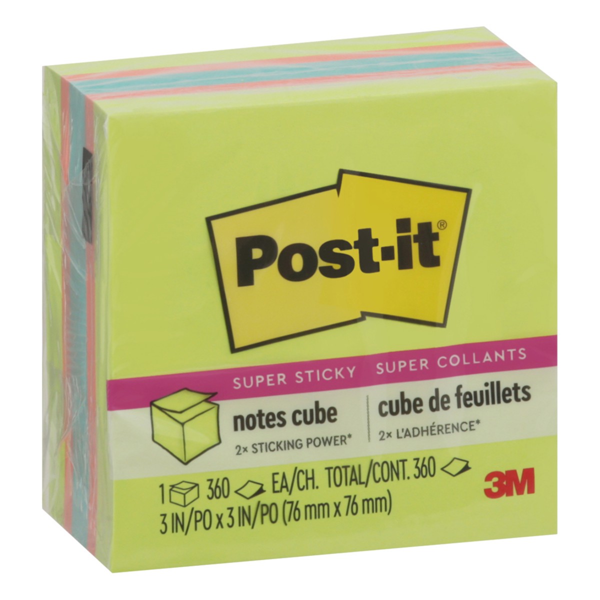 slide 6 of 11, Post-it Super Sticky Notes Cube 1 - 360 Each, 1 ct