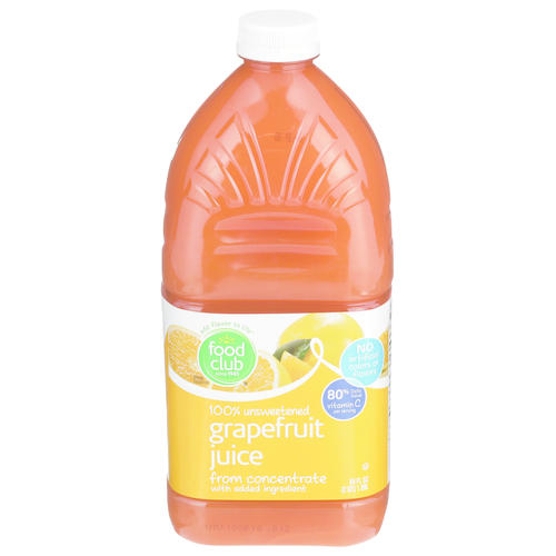 slide 1 of 1, Food Club 100% Unsweetened Grapefruit Juice From Concentrate, 64 fl oz