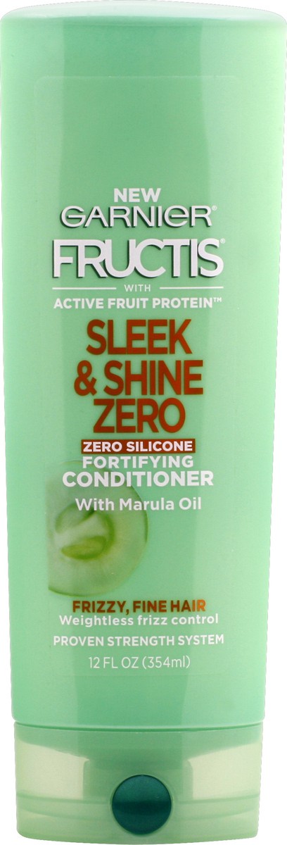 slide 5 of 6, Garnier With Active Fruit Protein Sleek & Shine Zero Fortifying Conditioner With Marula Oil, 12 fl oz