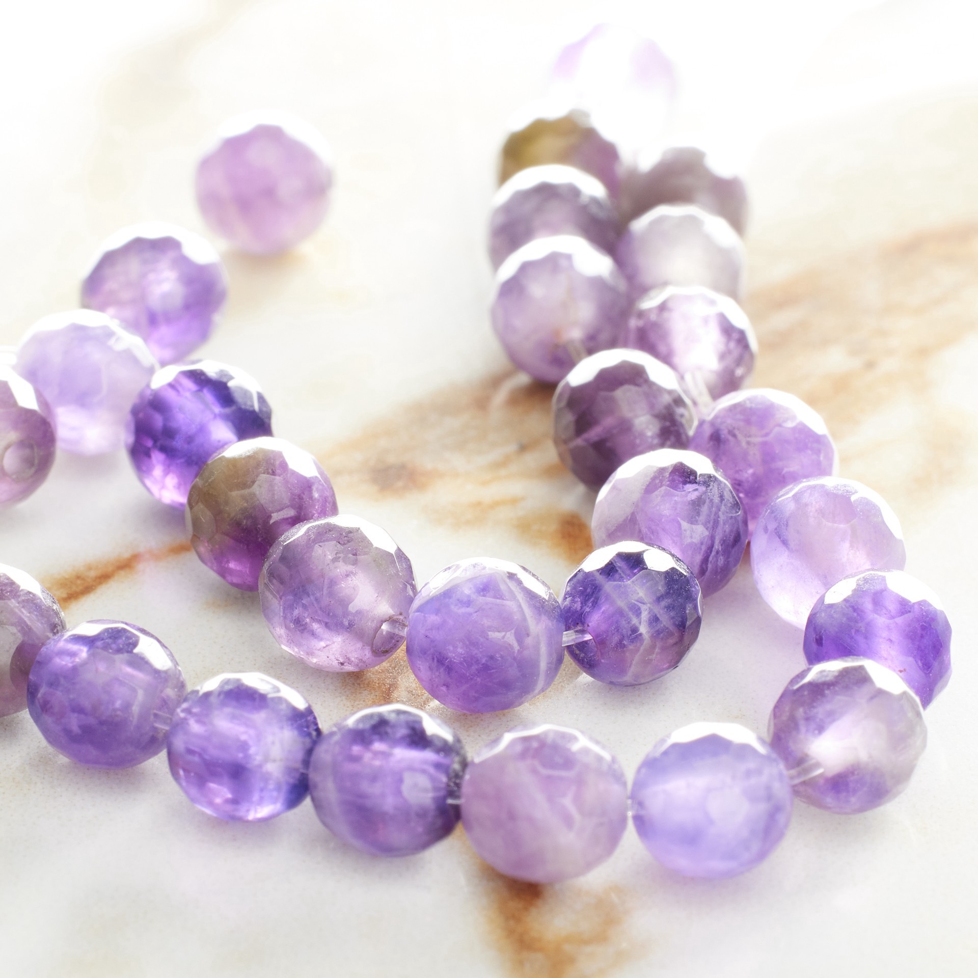 slide 3 of 3, Faceted Amethyst Round Beads, 6mm By Bead Landing, 6 mm