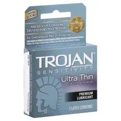 Trojan Ultra Thin Lubricated Condoms - 3 Count, Pack of 6