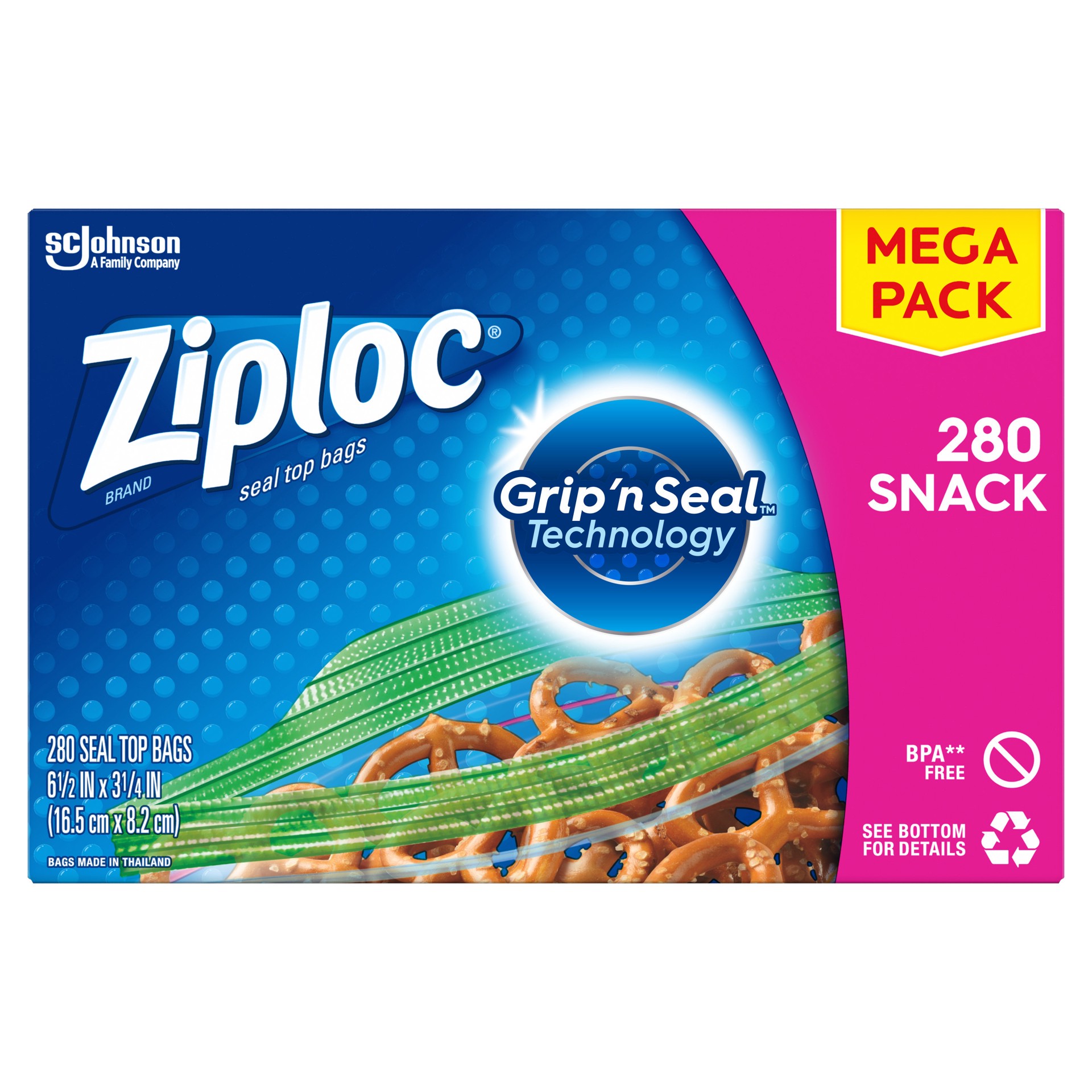 slide 1 of 5, Ziploc Brand Storage Snack Bags, Snack Sized Bags, 280 Count, 280 ct