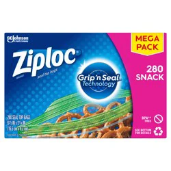 Ziploc Brand Storage Snack Bags, Snack Sized Bags, 280 Count