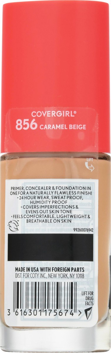 slide 10 of 11, Covergirl Outlast SPF 18 Caramel Beige 856 Octinoxate Sunscreen Liquid Foundation 1 fl oz, 1 ct