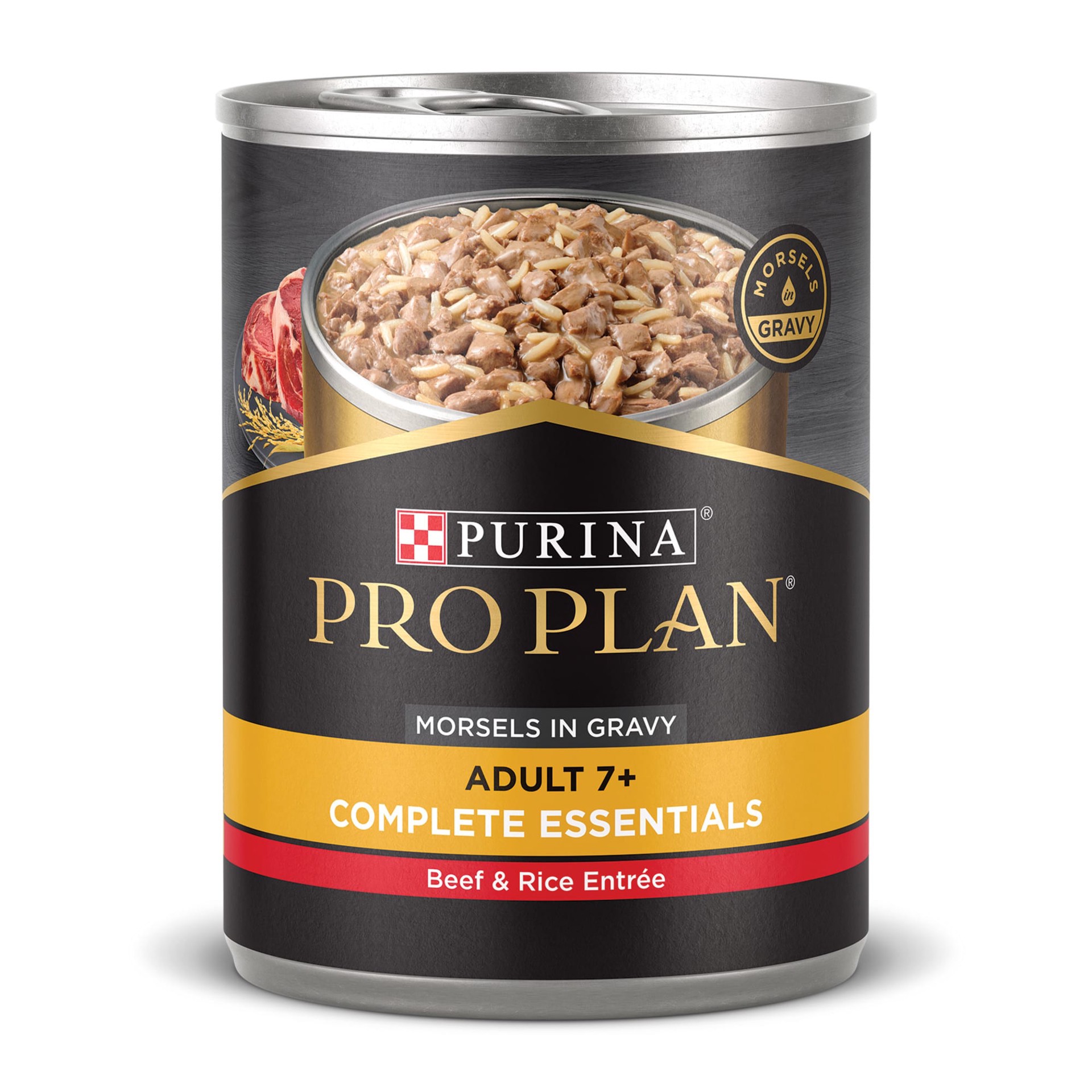 slide 1 of 8, Pro Plan Purina Pro Plan High Protein Senior Wet Dog Food, Beef and Rice Entree, 13 oz