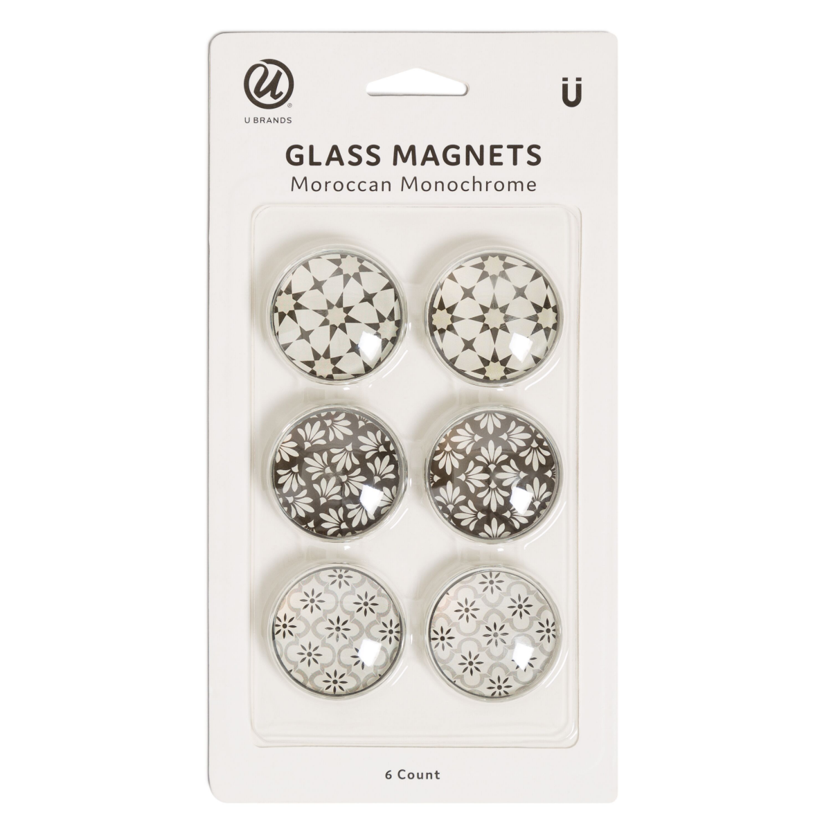 slide 1 of 8, U Brands Round Glass Morrocan Magnets, 6 ct