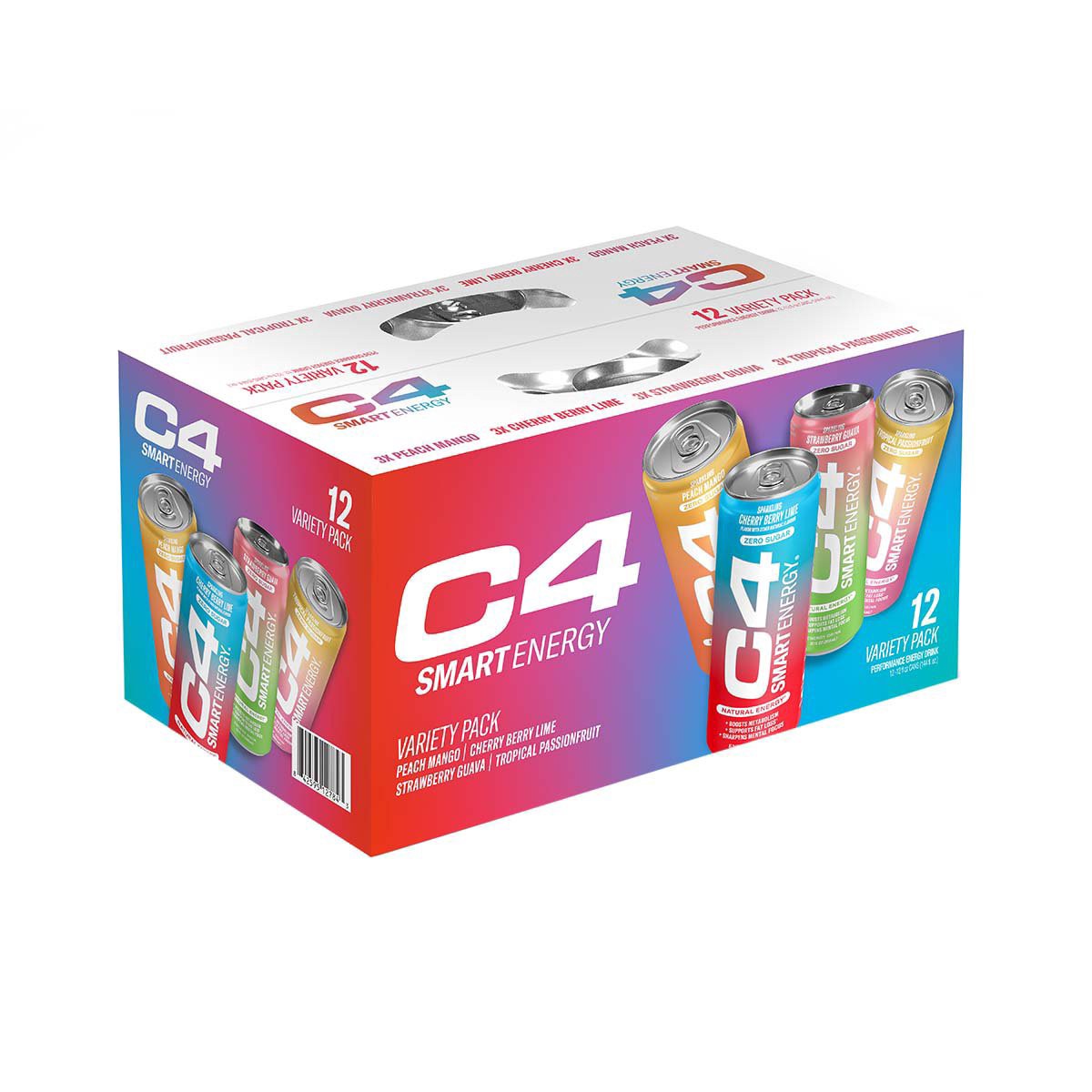 slide 1 of 1, C4 Zero Sugar Smart Energy Variety - 144 fl oz, 12 ct; 12 oz