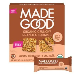 MadeGood Organic Crunchy Granola Squares Sweet Cinnamon & Sea Salt Snack Bars - 5.3 oz / 10 ct