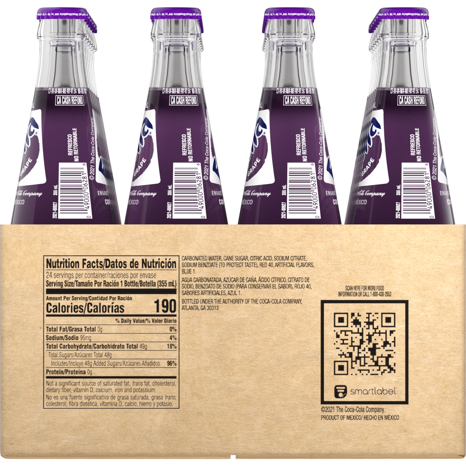 slide 4 of 5, Fanta Grape Mexico Fruit Flavored Soda Soft Drink, 355 mL, 24 Pack, 288 fl oz