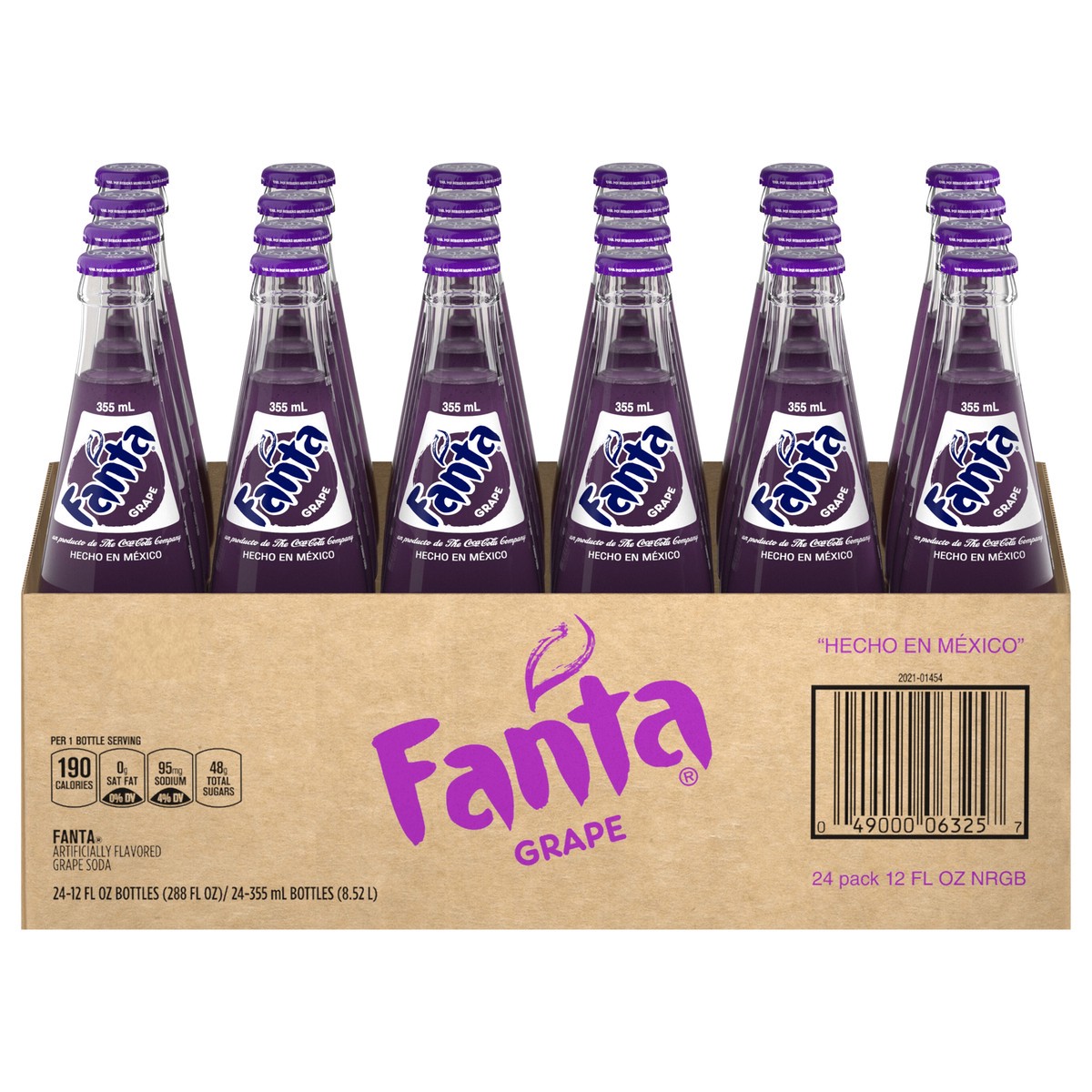 slide 1 of 5, Fanta Grape Mexico Glass Bottles, 355 mL, 24 Pack, 24 ct