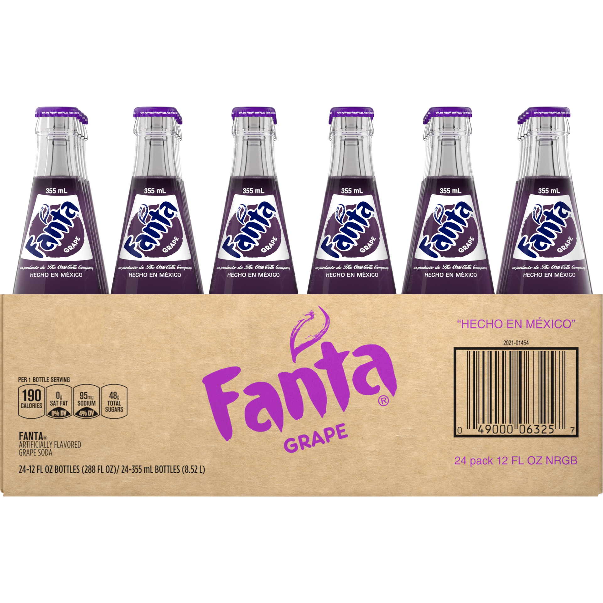 slide 1 of 5, Fanta Grape Mexico Fruit Flavored Soda Soft Drink, 355 mL, 24 Pack, 288 fl oz