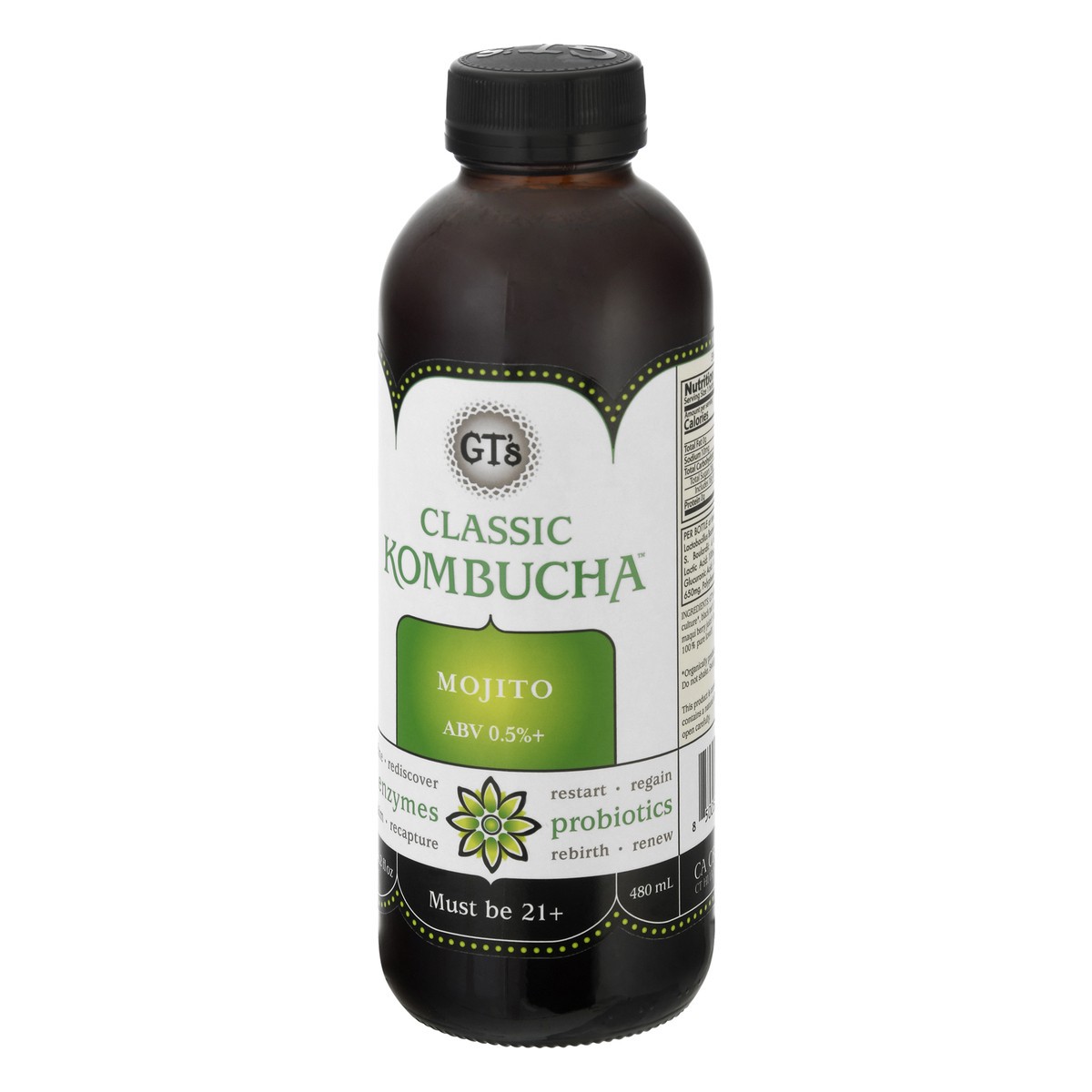 slide 4 of 13, GTS Living Foods Classic Mojito Kombucha - 16.2 oz, 16.2 oz