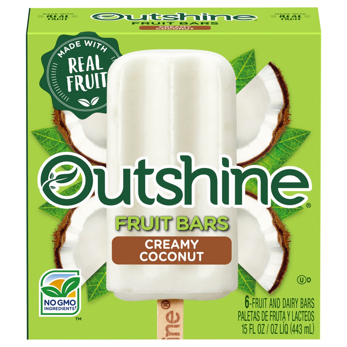 slide 1 of 5, Outshine Creamy Coconut Fruit Bars 6 ea, 6 ct