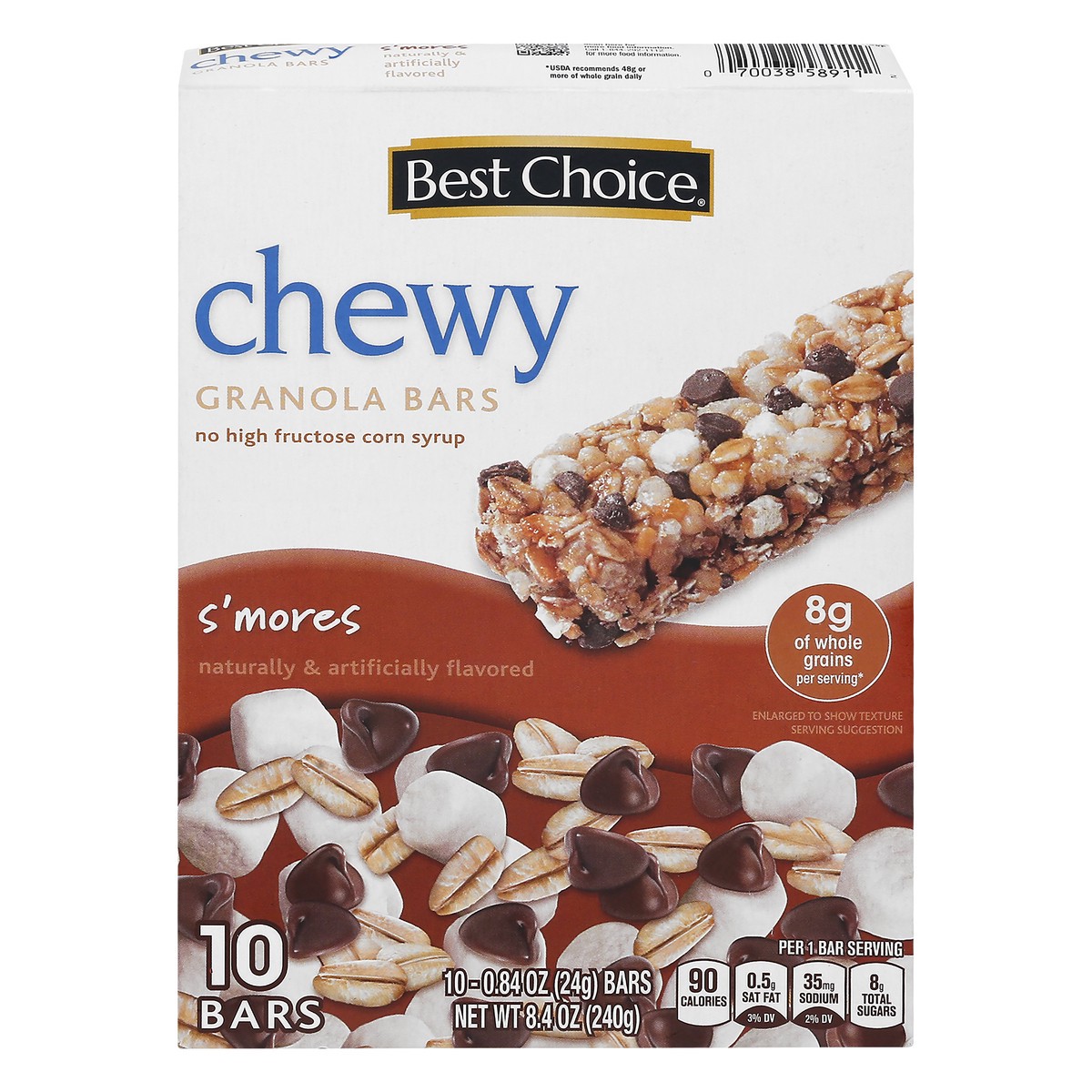 slide 1 of 10, Best Choice Chewy Smores Granola Bars, 10 ct