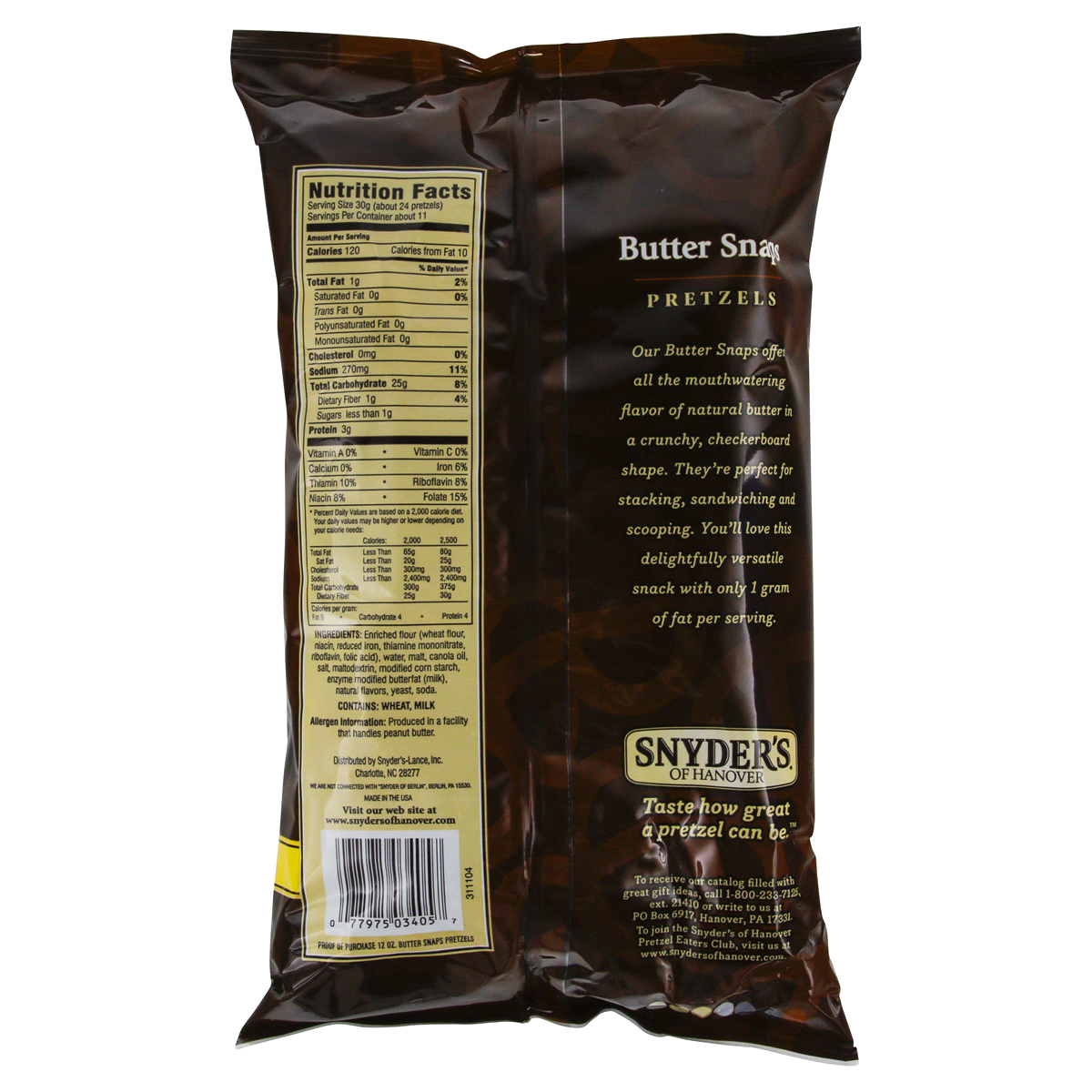 Snyder's of Hanover Snyder's Butter Snaps Pretzels 12 oz Shipt