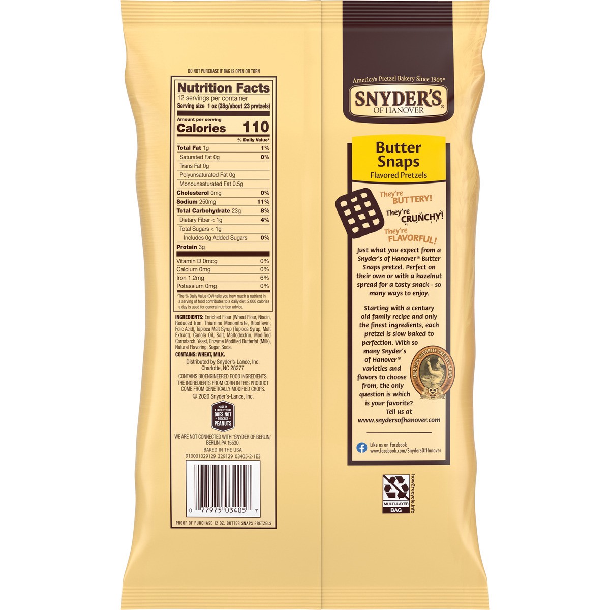 slide 7 of 9, Snyder's of Hanover Pretzels, Butter Snaps, 12 Oz Bag, 12 oz