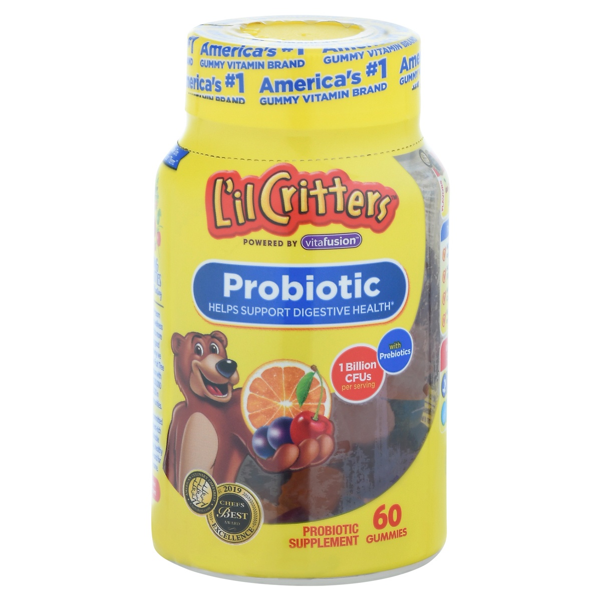 slide 1 of 1, L'il Critters Probiotic Natural Cherry Orange & Grape Flavored Gummies, 60 ct