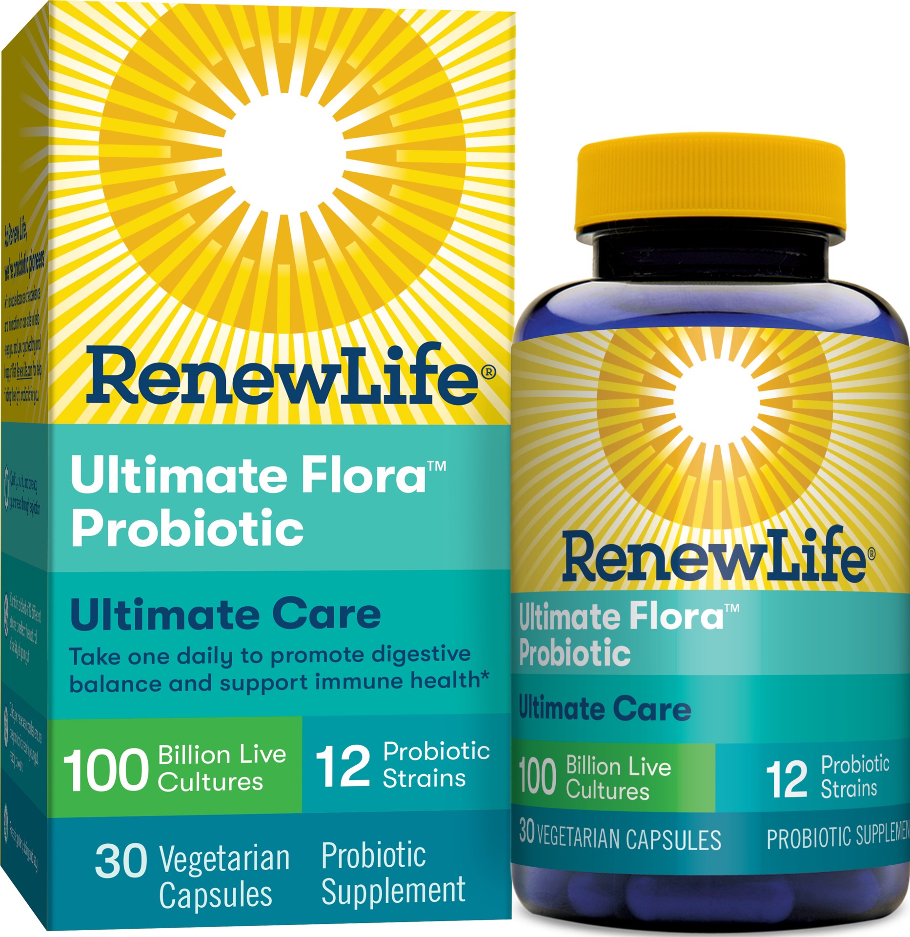 slide 1 of 1, Renew Life Adult Probiotic - Ultimate Flora™ Ultimate Care Probiotic Supplement - Shelf Stable, Gluten, Dairy & Soy Free - 100 Billion CFU - 30 Vegetarian Capsules, 30 ct