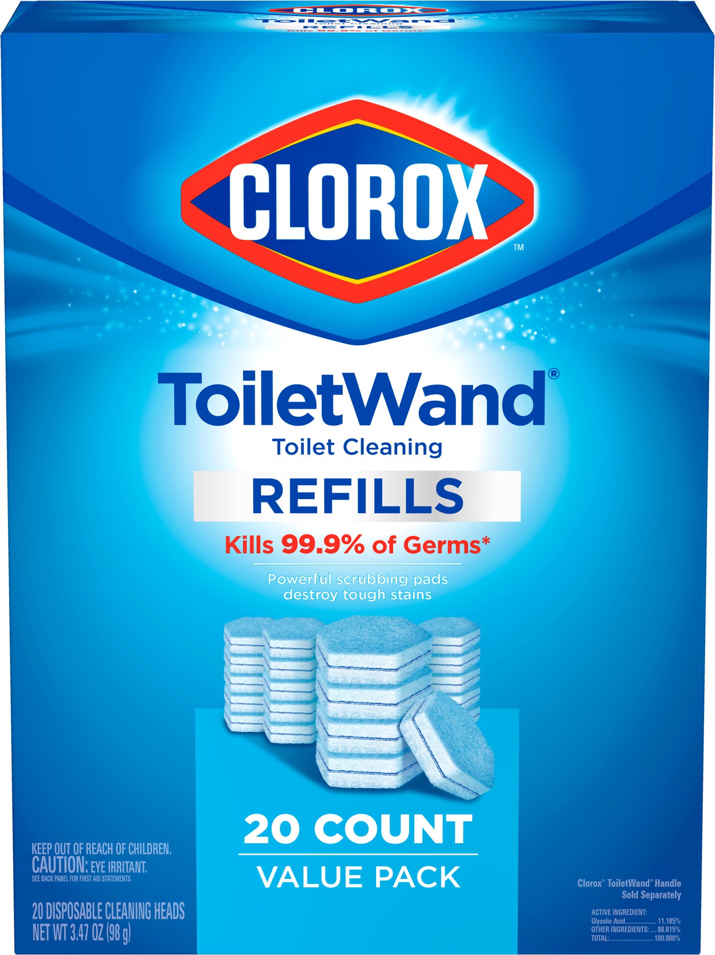 slide 1 of 89, Clorox Disinfecting Toilet Wand Refills, 20 ct