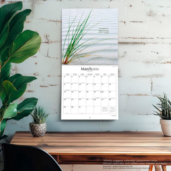 slide 3 of 9, 2026 Brush Dance Simplicity Monthly Plastic-Free Square Wall Calendar, 12"" x 12"", Inspiration, January to December 2026, 9798330705627, 1 ct