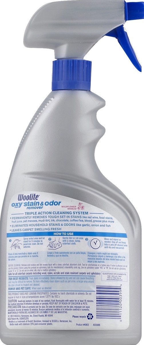 slide 3 of 3, Woolite Oxy Deep Stain & Odor Remover, Wildflower Breeze, 22 oz