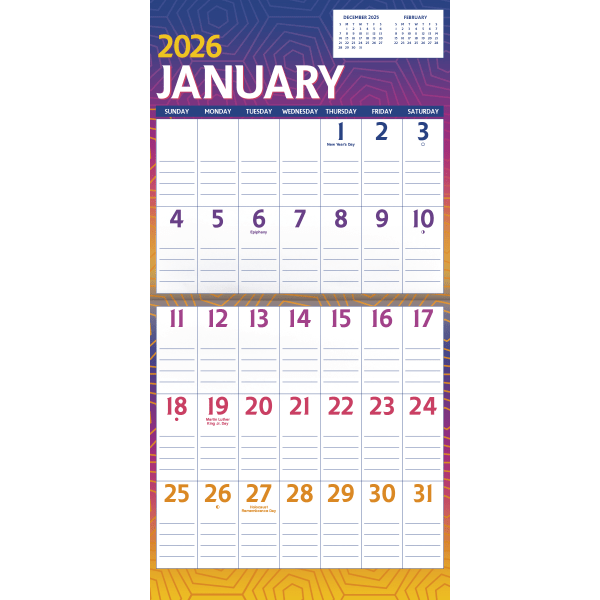 slide 5 of 6, 2026 DateWorks Monthly Mini Calendar, 7"" x 7"", Large Print, January To December, 261016OD, 1 ct