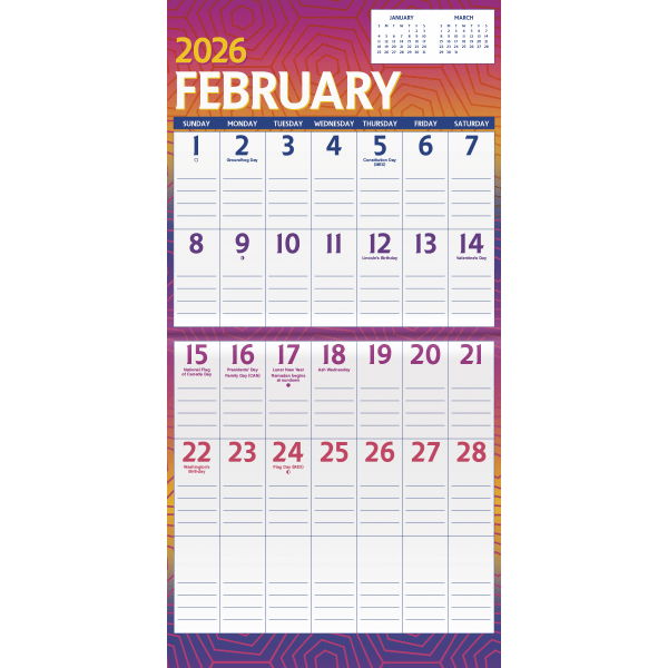 slide 6 of 6, 2026 DateWorks Monthly Mini Calendar, 7"" x 7"", Large Print, January To December, 261016OD, 1 ct