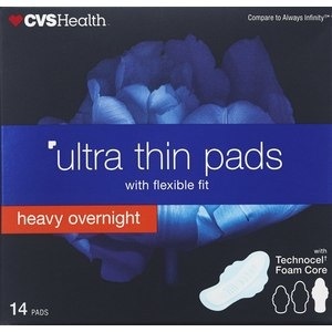 slide 1 of 1, CVS Health Ultra Thin Overnight Pads, 14 ct